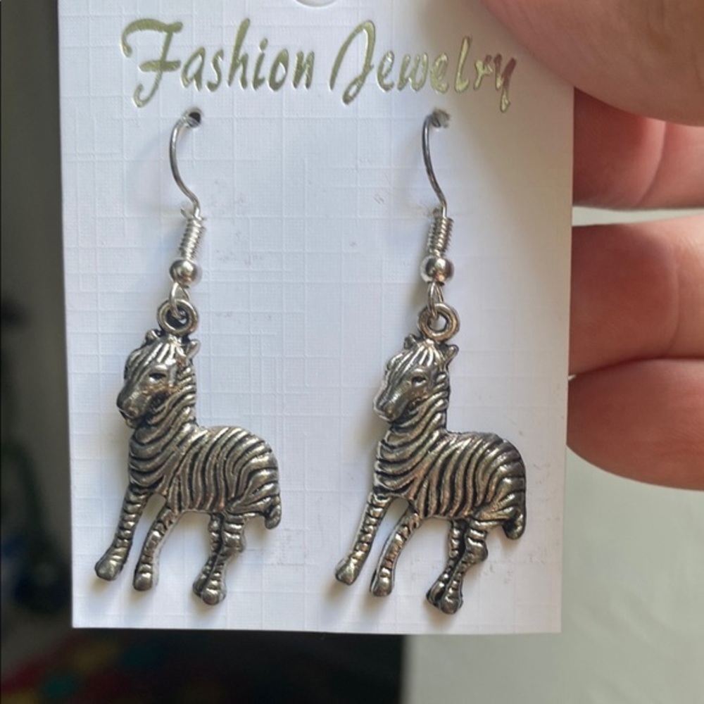Silver Zebra Earrings